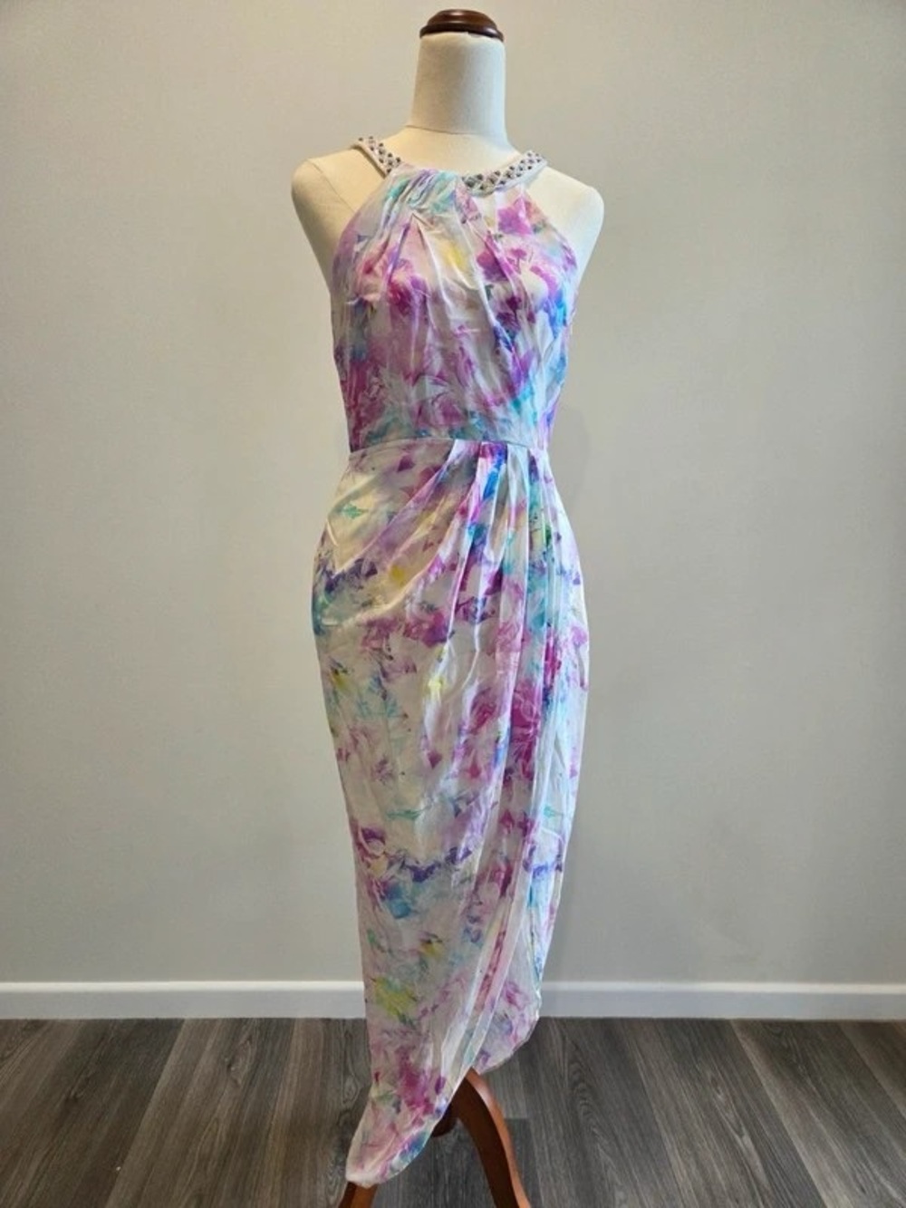 Pastel Multicolor Halter Maxi Dress